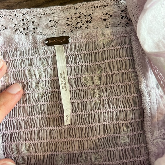 Free people lilac lace top beautiful fleurs boho peplum top - Picture 5 of 6